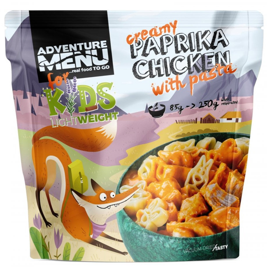 Adventure Menu Kids Creamy Paprika Chicken with Pasta | Frystorkad mat | Portionsförpackning